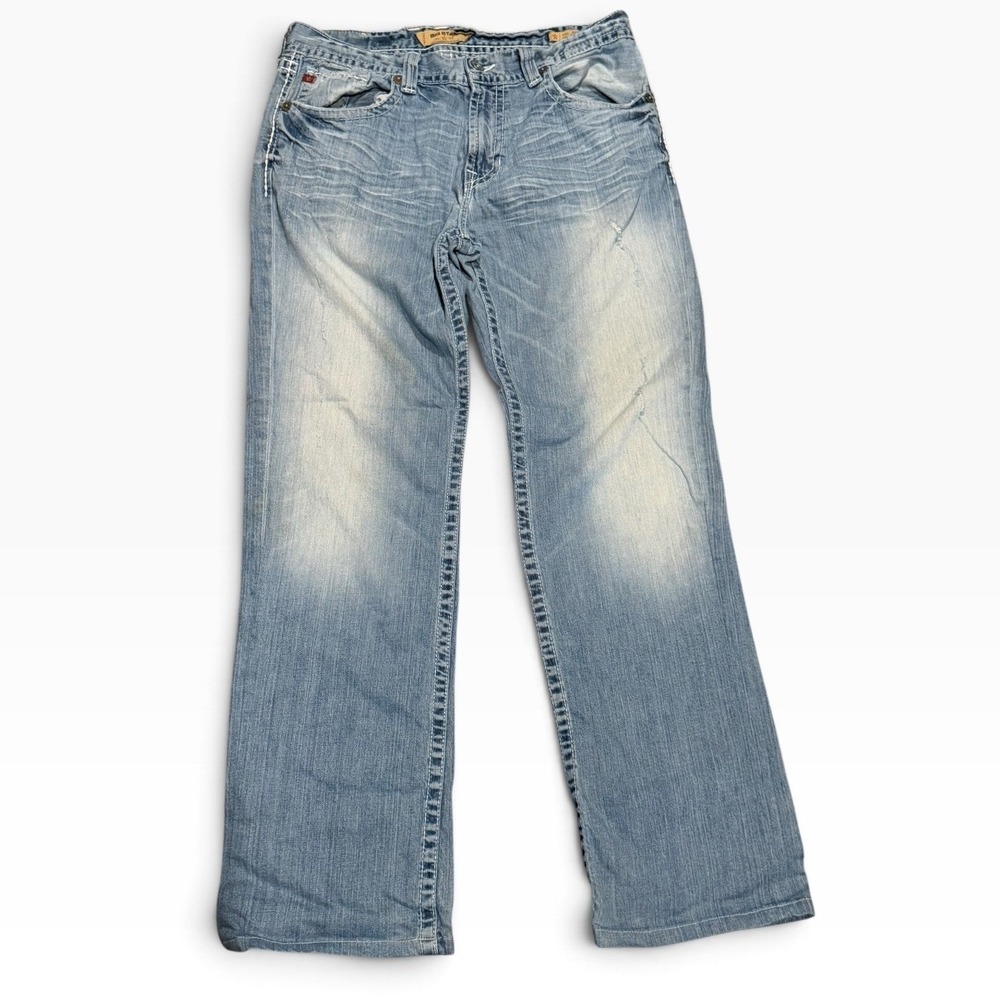 Big Star Pioneer Bootcut Jeans Mens 36X33 Light Wash Contrast Stitch Denim Stack